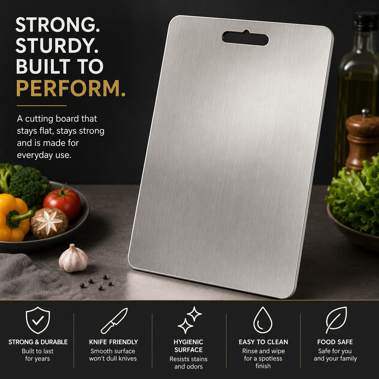Premium Titanium Chopping Board – Strong & Hygienic Kitchen Cutting Surface