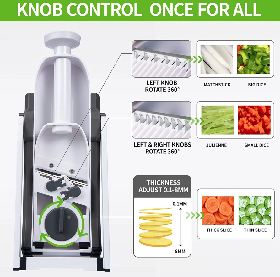4-in-1 Manual Vegetable Cutter – Adjustable Mandoline Slicer, Dicer & Julienne