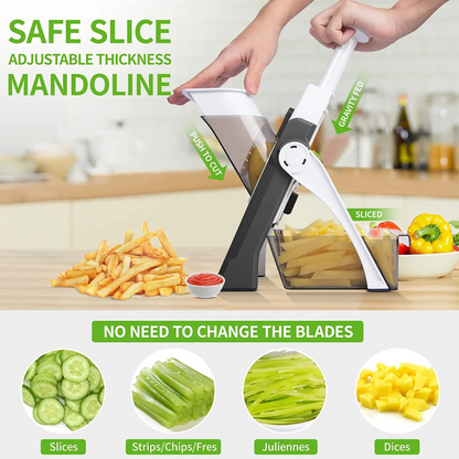 4-in-1 Manual Vegetable Cutter – Adjustable Mandoline Slicer, Dicer & Julienne