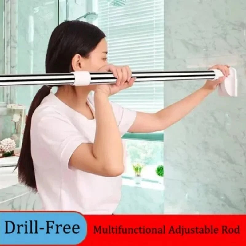Adjustable Extendable Telescopic Rod Silver