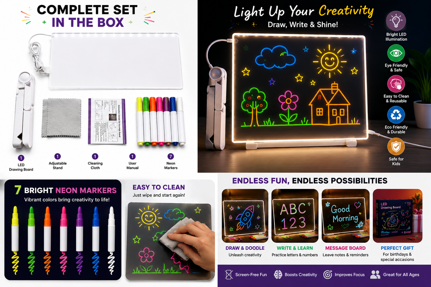 Premium Magic LED Drawing Board for Kids